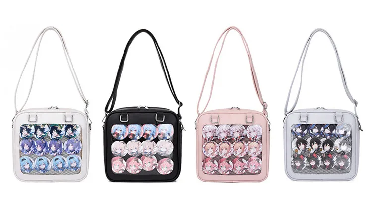 Kawaii Square Ita Bag Heart Backpack Clear Handbags for Women Transparent Luxury Girls Japanese Lolita Style Messenger Bag H205