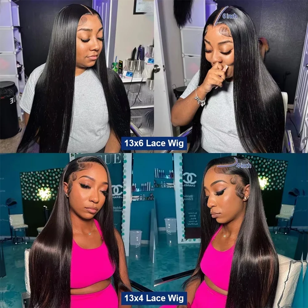 18 46 Inch 200 Density Frontal Wig For Black Women Brazilian Wigs Human Hair 5x5 Bone Straight HD Transparent Lace Front Wigs 3