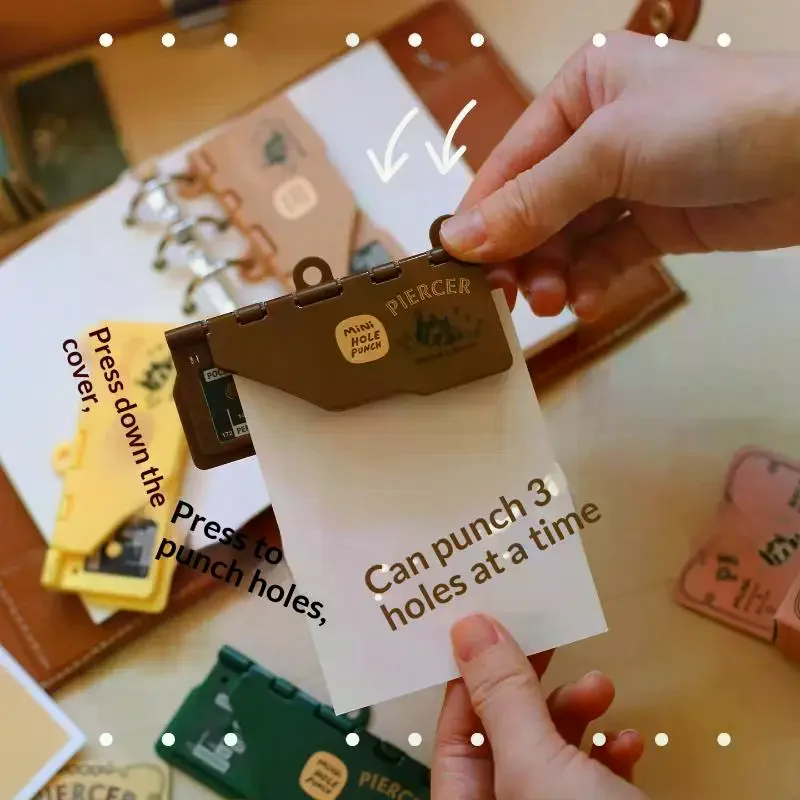1Pcs 루스 리프 노트북 M5/A7 휴대용 바인더 펀칭기 3홀 4mm 카드 홀 펀치 사무용품