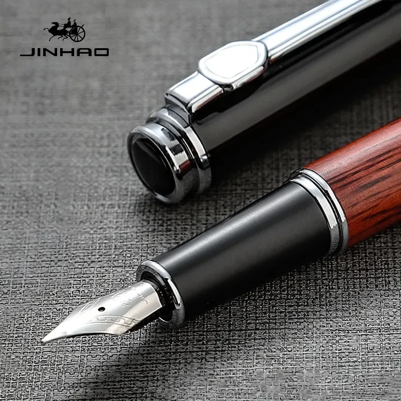 Jinhao 8802 나무 만년필, EF/F/M 펜촉, 고급스럽고 우아한 잉크 펜, 캘리그라피 펜, 학교 사무실 필기구 용품