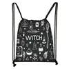 Witch Witchcraft Print Backpack Witchy Woman Drawstring Bags Moon Star Cat Storage Bag for Travel Shoes Holder Wicca Bookbag 3