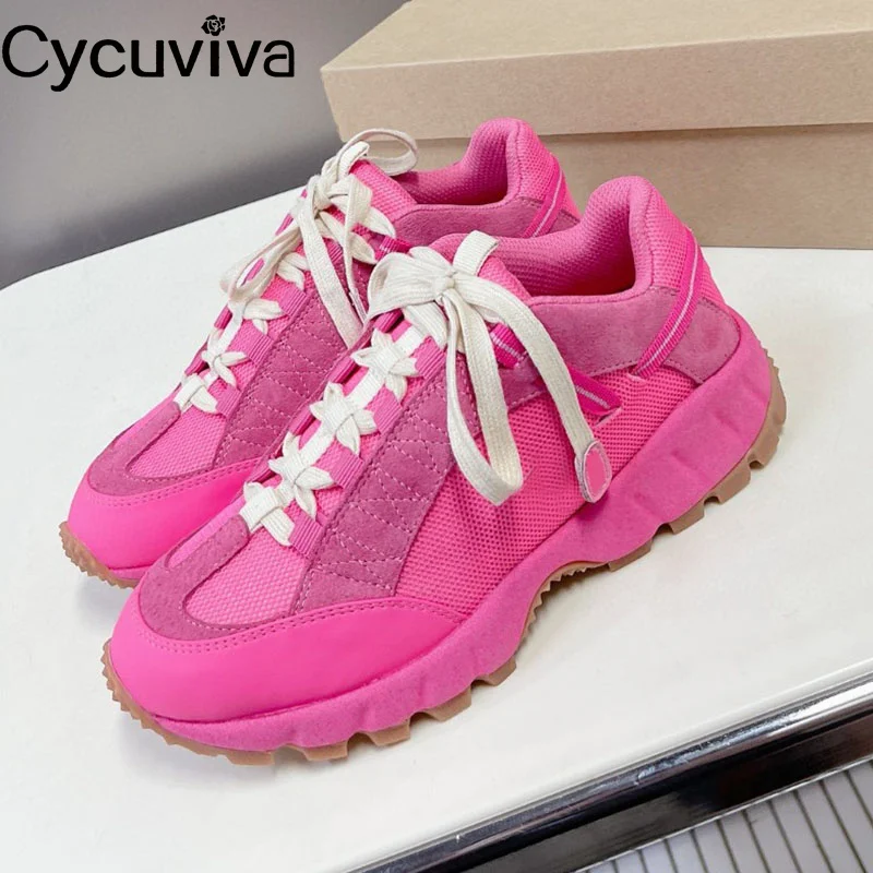 

2023 Quality Casual Shoes Women Platform Lace Up Sneakers Airmesh Vulcanized Shoes Woman Thick Sole Flat Brand Shoes Ladies
