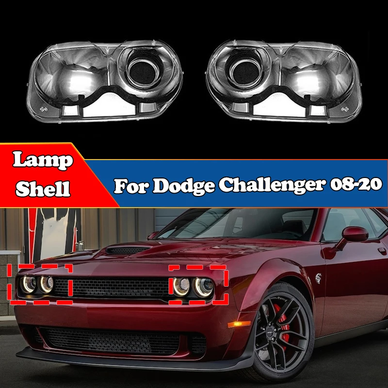 

Car Front Headlight Cover For Dodge Challenger Hellcat 2008-2020 Headlamp Shell Lamp Shade Lampshade Lens Plexiglass