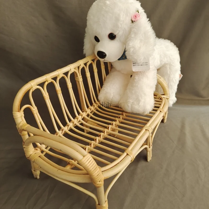 

Infant Handmade Bamboo Chair Rattan Bench Toy Cute Baby Souvenirs Little Baby Photography Props Newborn Photo Posing Accessories