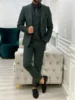 3 Pieces Post Green Suits Men Suits Wedding Wear Business Male Groom Wedding Dress Jacket Vest Pants Set Blazers Coat 4