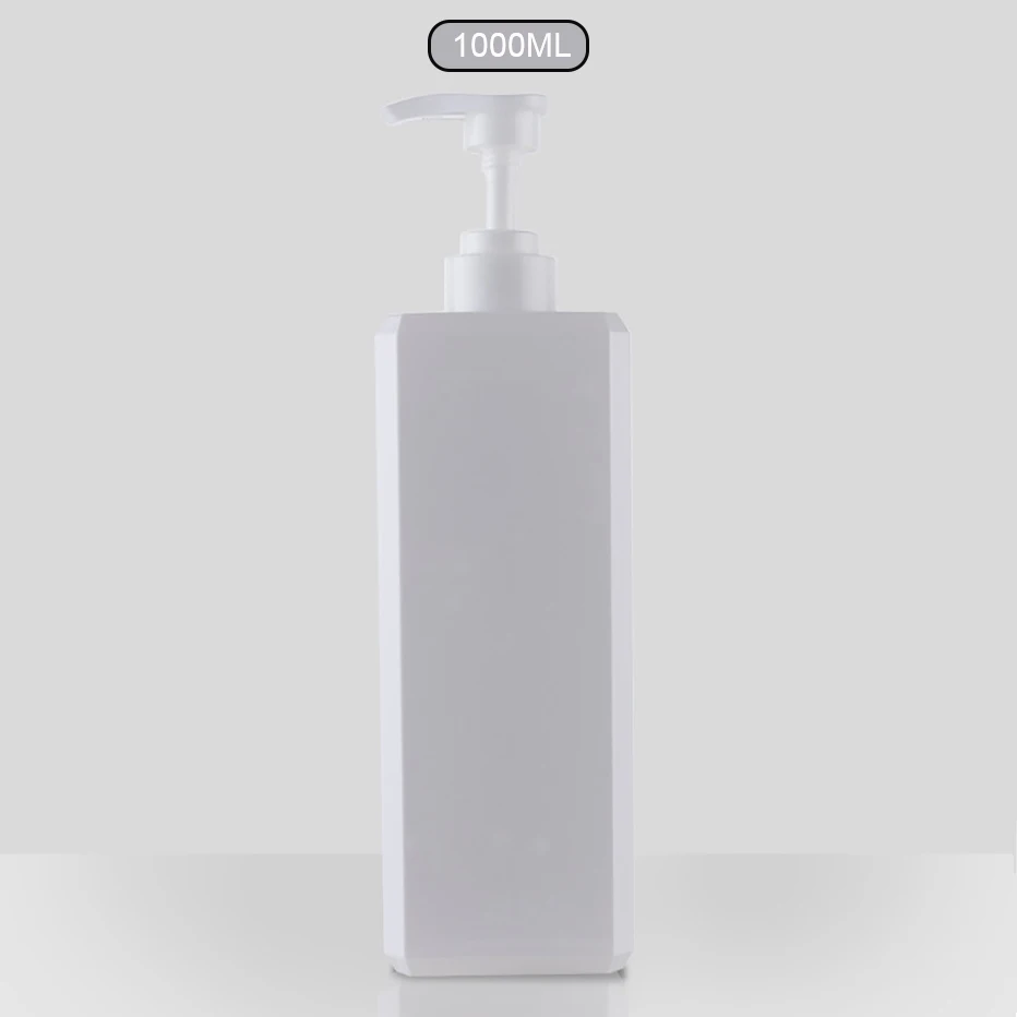 1000ml Square Refillable Pump Bottle for Shampoo, Conditioner, and Body Wash