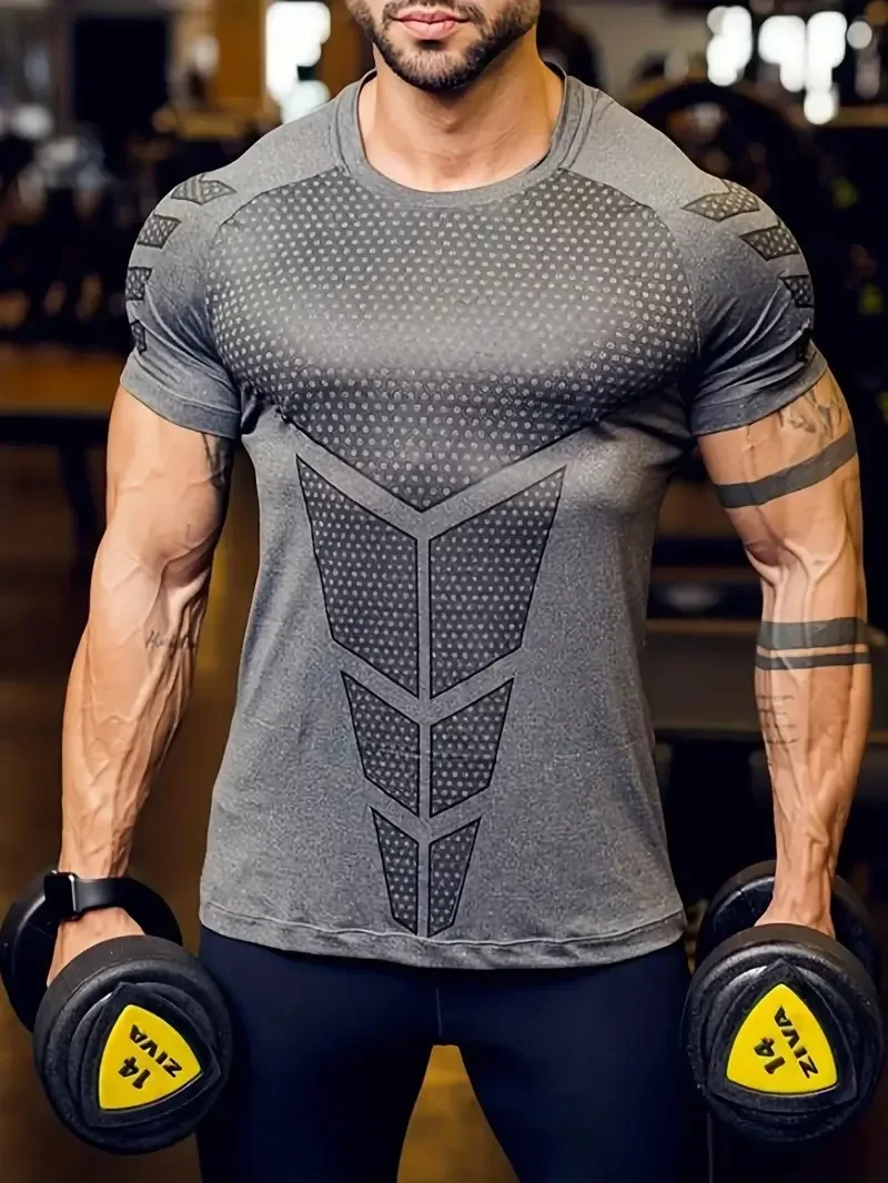 1 Piece Men's Creative Pattern Graphic Print Sports Outdoor T-shirt Breathable Quick Dry Short Sleeve Tees