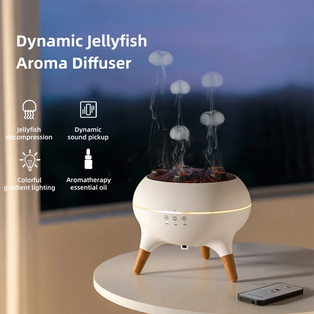Dynamic Jellyfish Essential Oil Diffuser Flame Humidifier Aroma Diffuser with Timer USB Fine Mist Humidifier Gradient Color Lamp 3