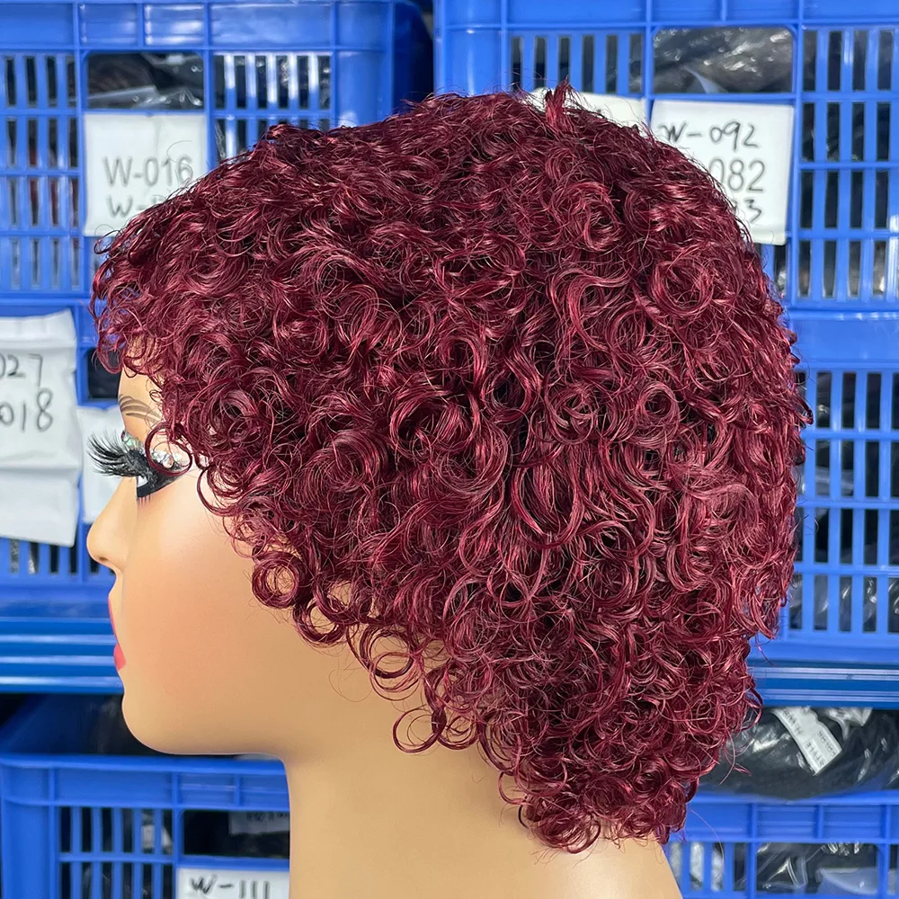 Parrucche Corte Ricci all'Ingrosso Disponibili, Parrucche Taglio Pixie 100% Capelli Umani, Parrucche Chioma Trendy per Donne Nere, Parrucca Completamente Realizzata a Macchina - immagine 6