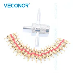 20Pcs Copper Valve Core With 4-in-1 Tire Valve Stem Removal Tool Valve Core Removal Tool Tire Cleaning Tool