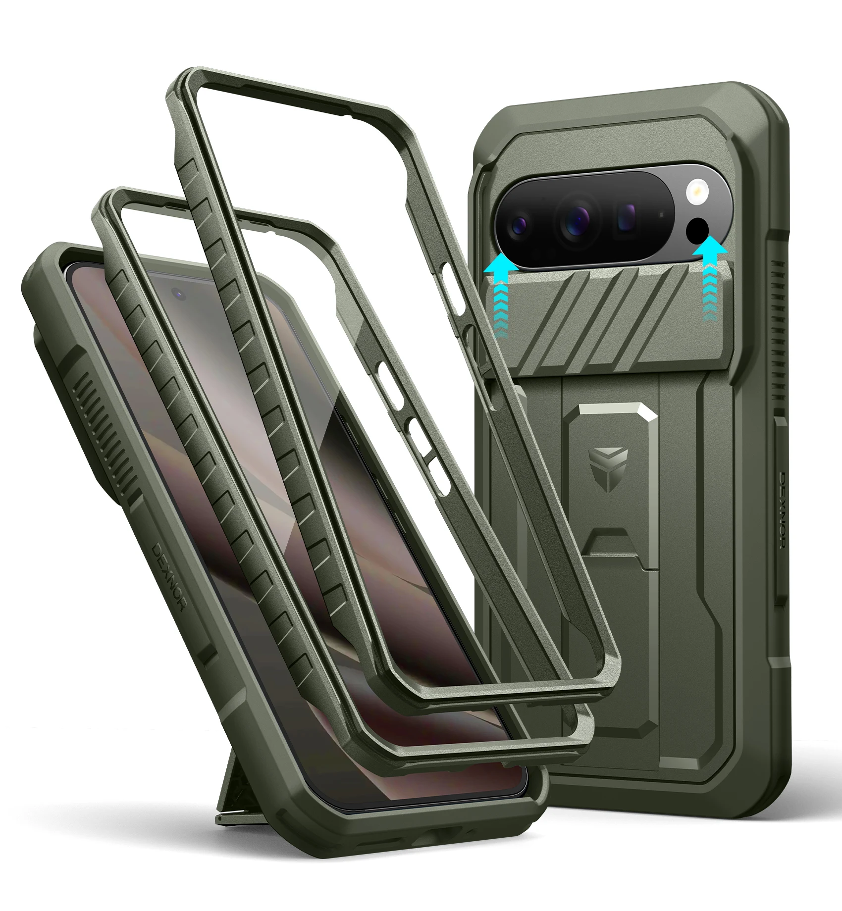 Slide Camera Cover & Screen Protector Kickstand Rugged Shockproof Case