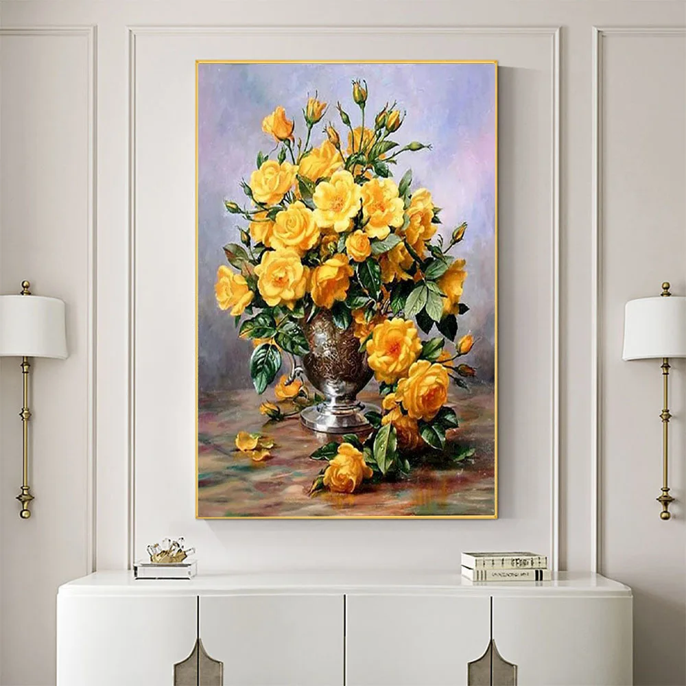Flower In Vase Printed 11CT Cross Stitch DIY Embroidery Kit DMC Threads Handmade Knitting Needlework Handicraft Room   Sales