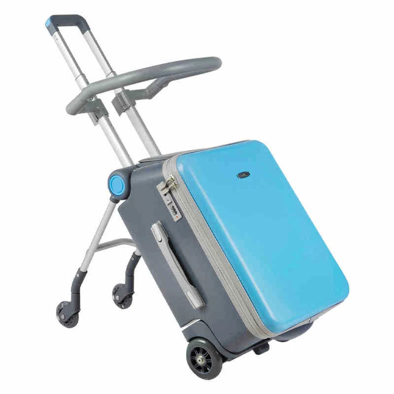 Can sit and ride children's trolley bags lazy slip walker children's travel can boarding luggage