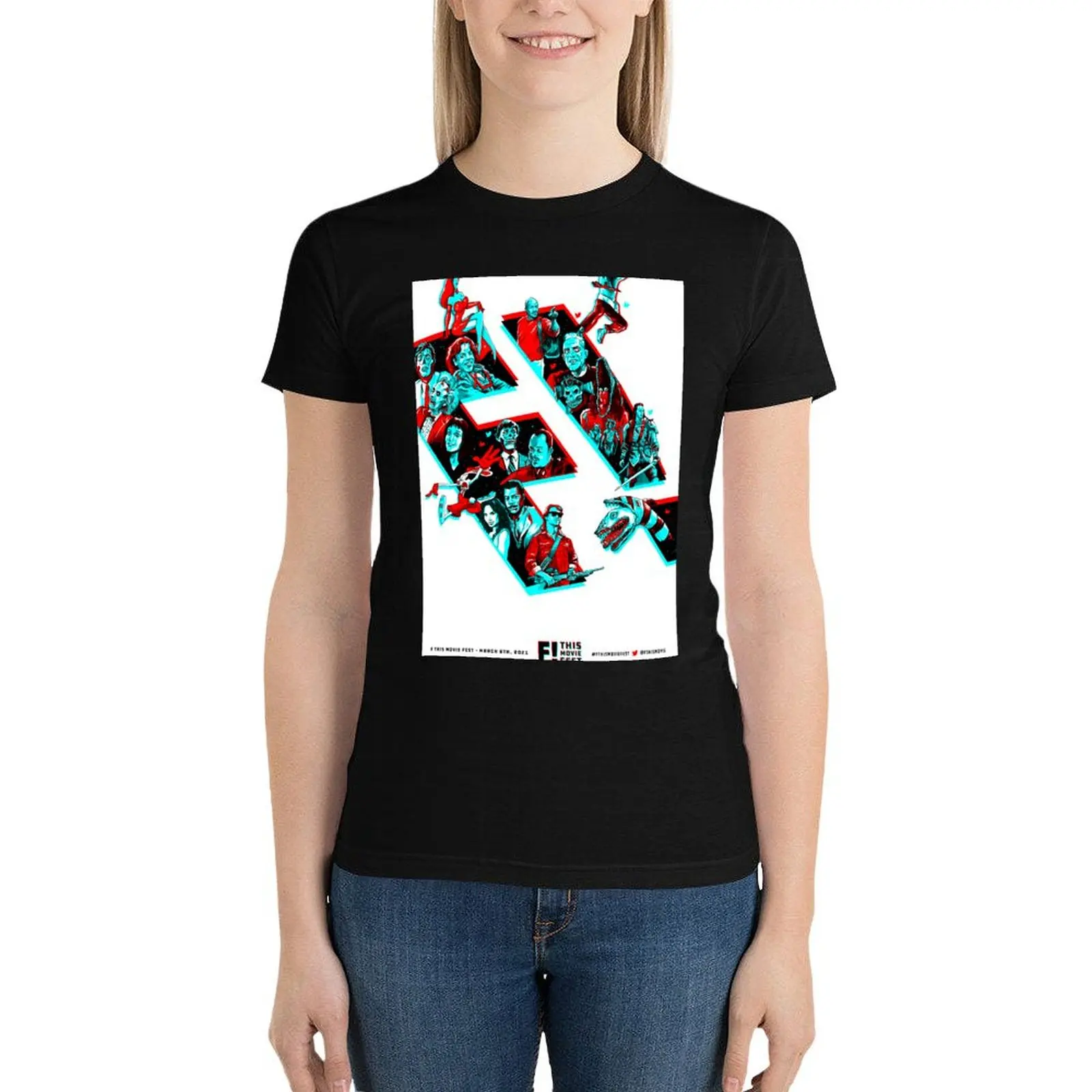 

F This Movie Fest 2021, футболка с логотипом, топы, кавайная одежда, женская одежда, футболка, платье для женщин