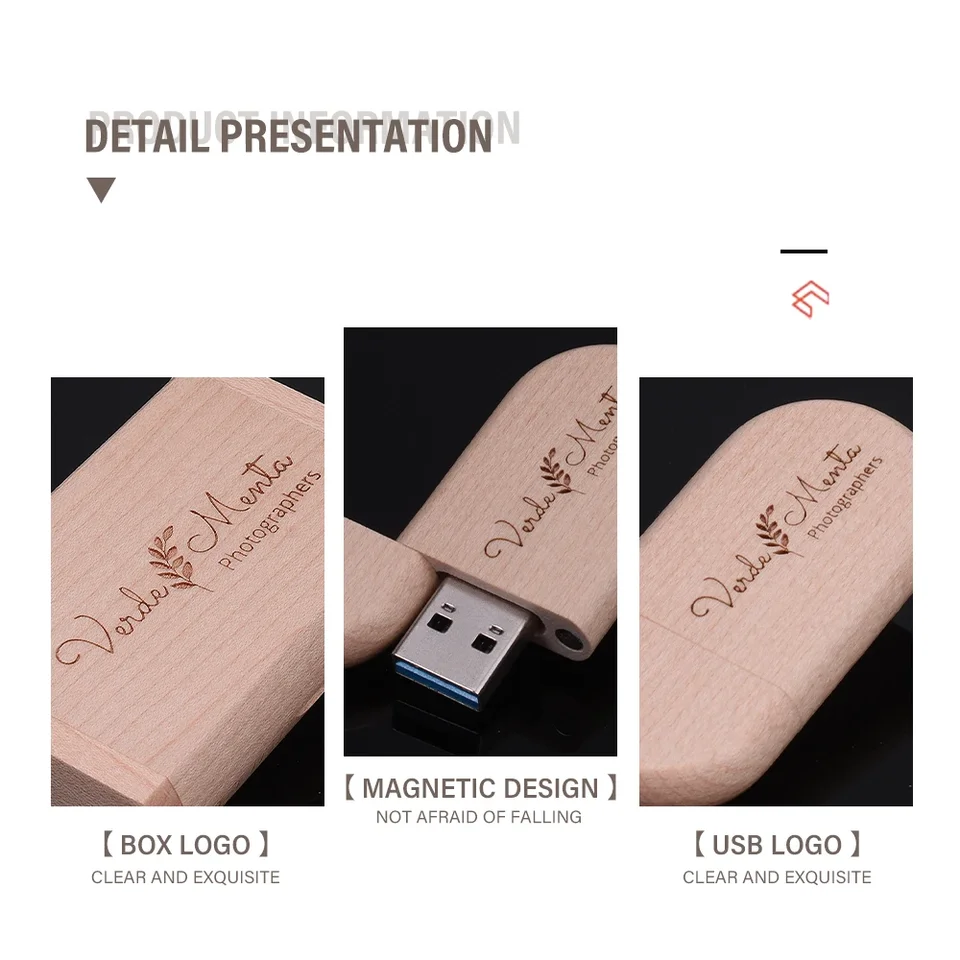 JASTER Unidad Flash Usb De Madera Con Logotipo Personalizado, Pendrive