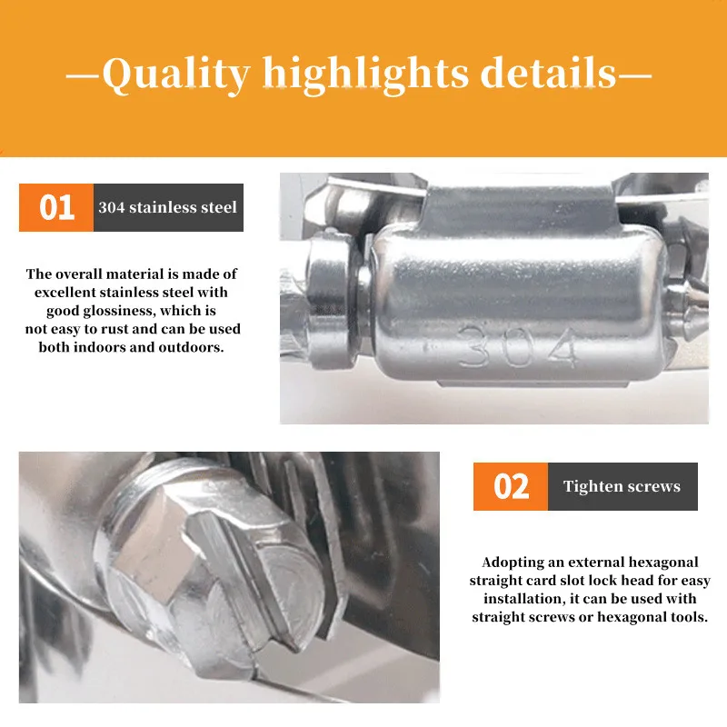 6mm-29mm Hose Clips Pipe Clamps Stainless Steel Hoop Clamp Hose Clamp Stainless Steel Set Automotive Pipes Clip Fixed Tools
