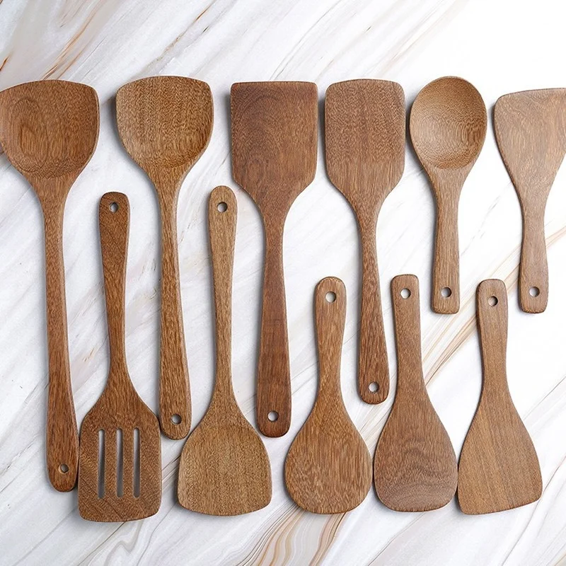 Kitchen Utensils Non-stick Wooden Spatula with Long-handled for Pan Cooking Bakery Utensils Dinner Food Wok Shovels Turner Japanese Kitchen Tools