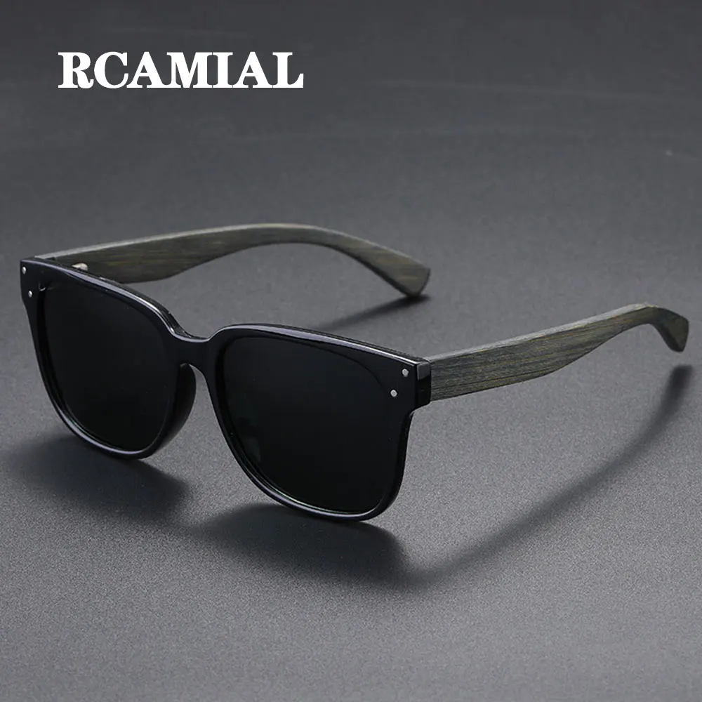 Hu Wood Sunglasses Men | Polarized Red Lens | Handmade Brand Gr8039 C2