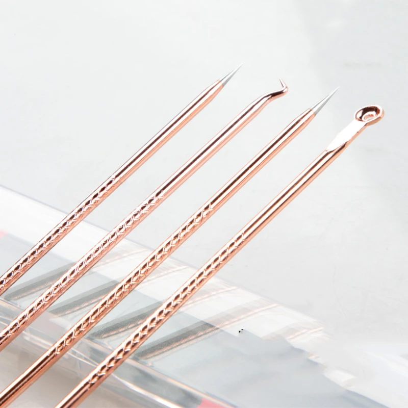 Blackhead Remover 4PCS Stainless Steel Blackhead Remover Extraction Pimple Comedone Acne Extractor Whitehead Blemish Popper Kit
