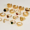 1pcs Classic Tiger Eye Real Stone Open Adjustable Stainless Steel Rings For Women Men Accessories Gold Color Finger Jewelry Ring 1