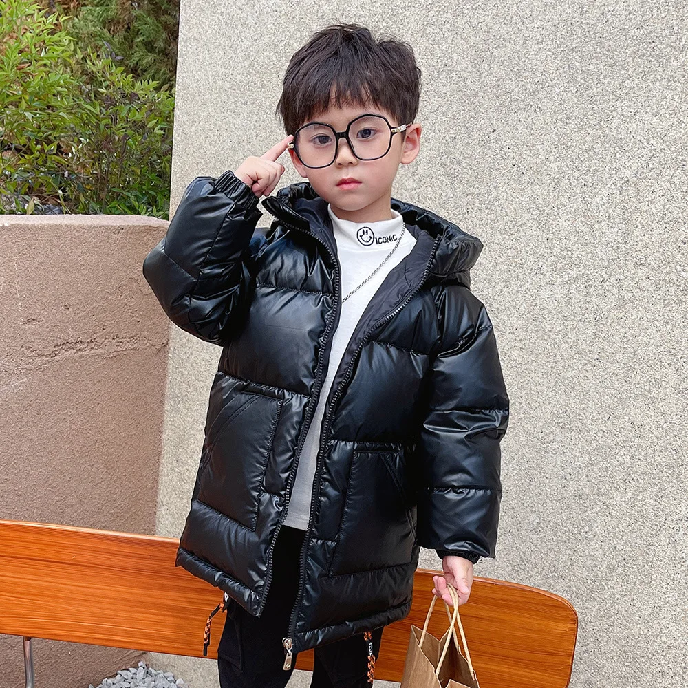 

Whiter Children's Down Jacket Boys Girls White Duck Down Wash-free Long Thickened Warm Coats Kids Hooded Fashion Tops
