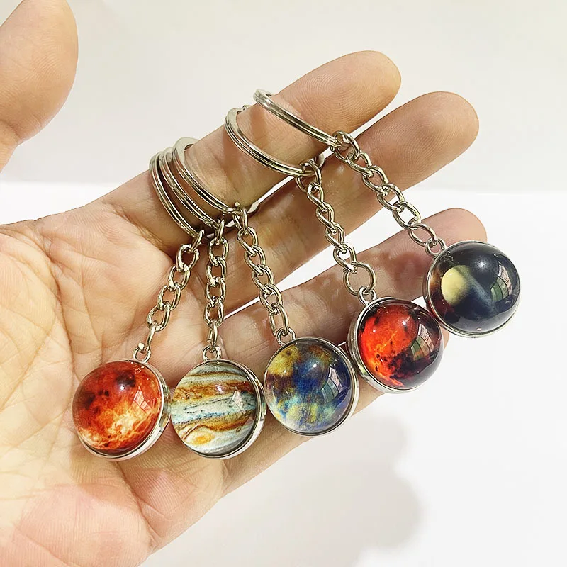 Portachiavi Luminoso Glow In The Dark Sistema Solare Planet Portachiavi Galaxy Nebula Portachiavi Luminoso Moon Earth Sun Double Side Glass