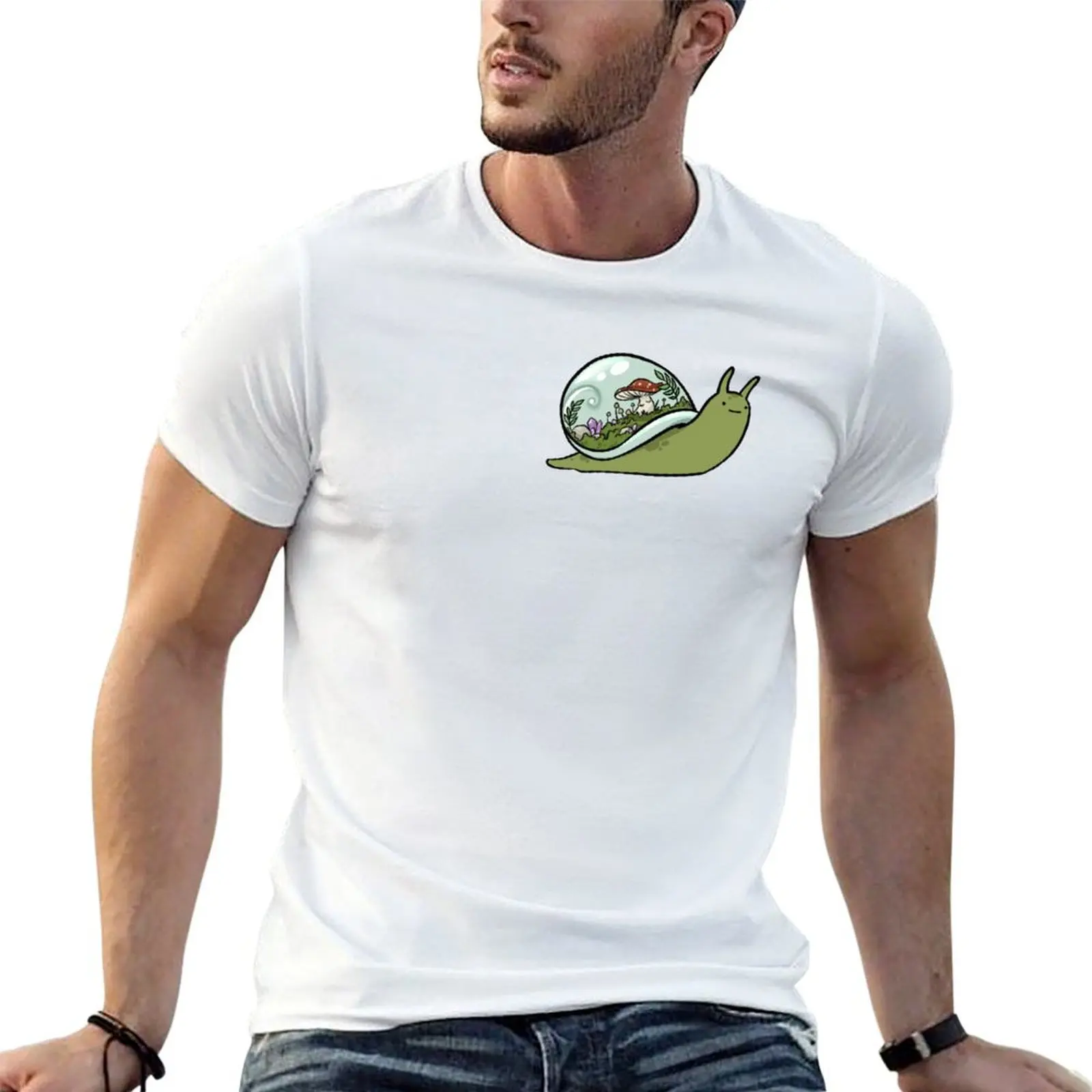 

Mushroom Terrarium Snail T-shirt boys animal print funnys t shirt for men