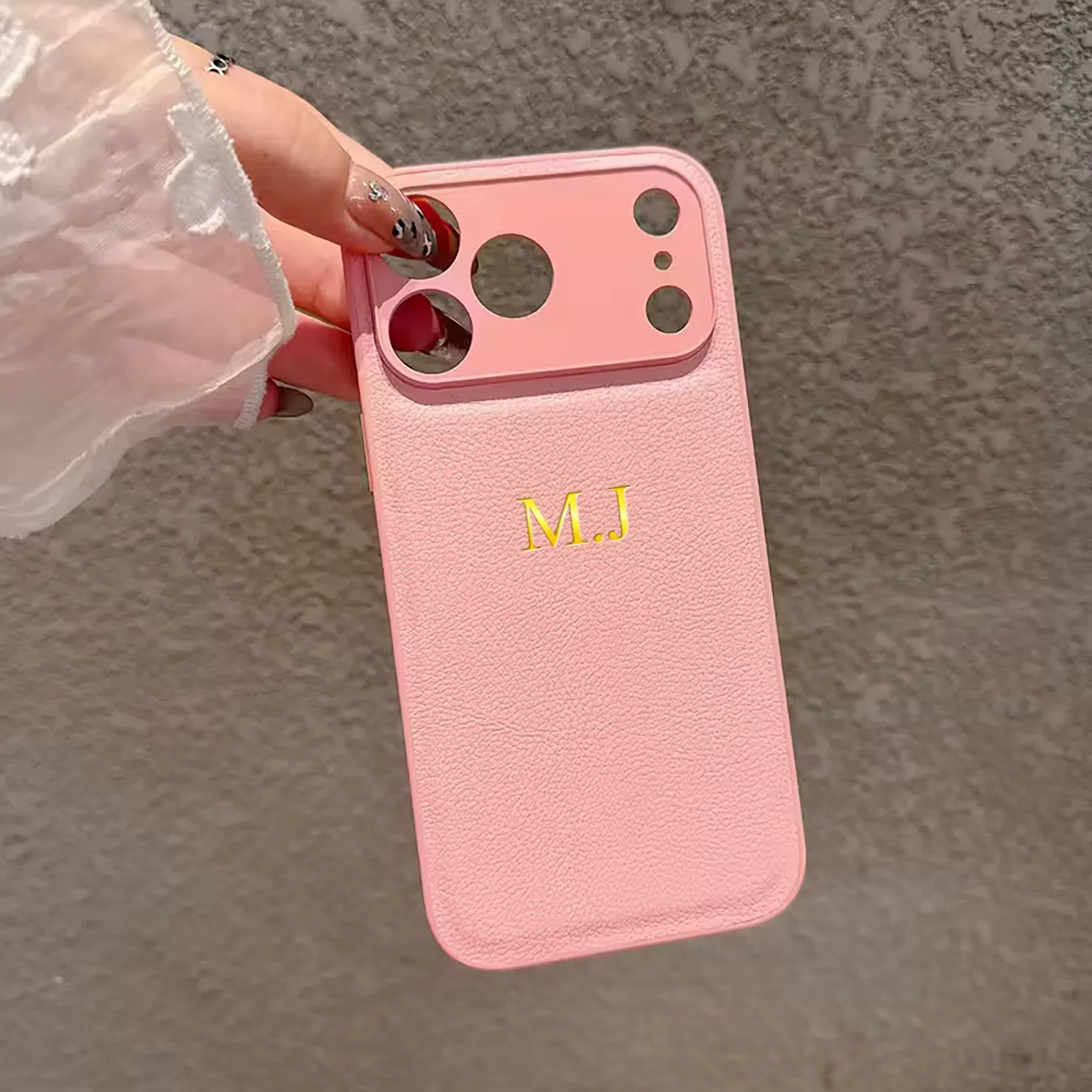 Personalized Luxury Classic Faux Leather Case with Gold Hot Foil Engraving