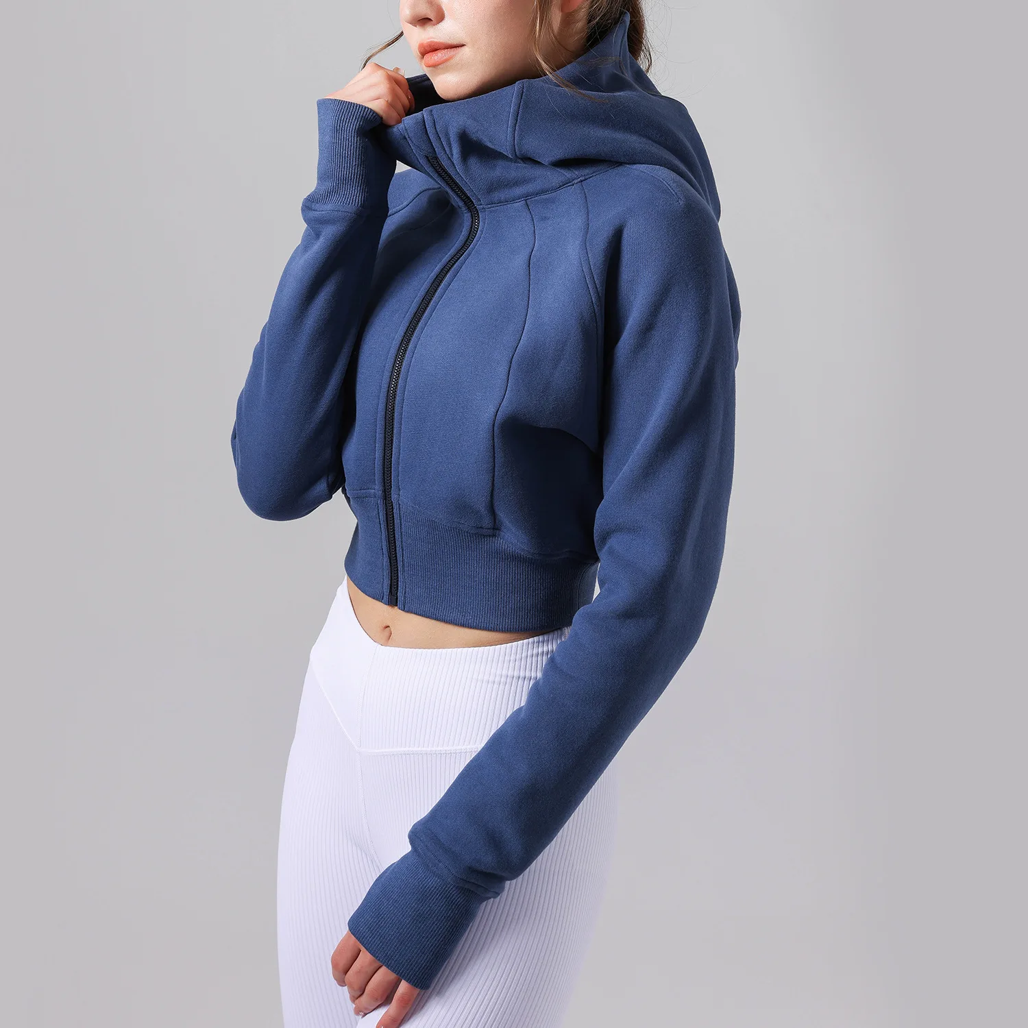 New Casual Plush Insulation Sports Coat Wmen Hoodies Short Loose Fitting Sweater Jacket Women's Hooded Fitness Long Sleeve Top