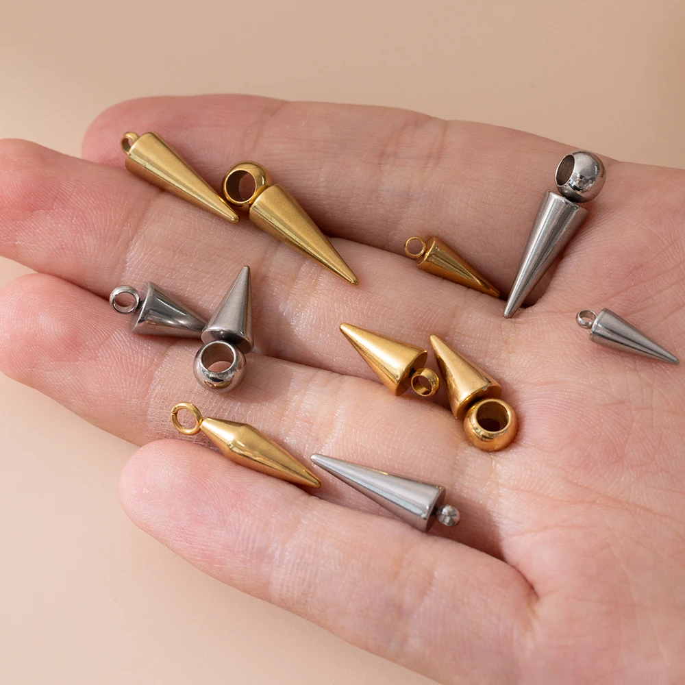 5er/10er-Set 304 Edelstahl-Kegelanhänger, vergoldete Spike-Nieten für DIY-Halsketten, Ohrringe, Bastelarbeiten, Schmuckherstellung, Materialien und Zubehör – Detail 6