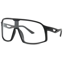 Unisex Oversized Mirror Sports Sunglasses with UV Protection (Transparent)