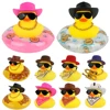 Summer Swimming Ring Yellow Rubber Duck Cute Cowboy Hat Duckies Children's Pool Duck Toys 1