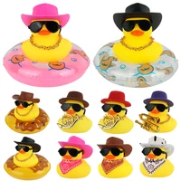Summer Swimming Ring Yellow Rubber Duck Cute Cowboy Hat Duckies Children's Pool Duck Toys 1