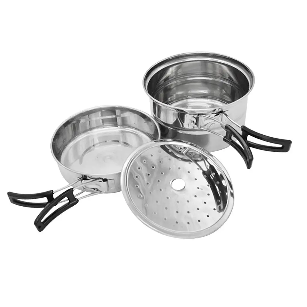 Camping Cooking Pot Frying Flat Pan Set Ultralight Utensils Outdoors Picnic