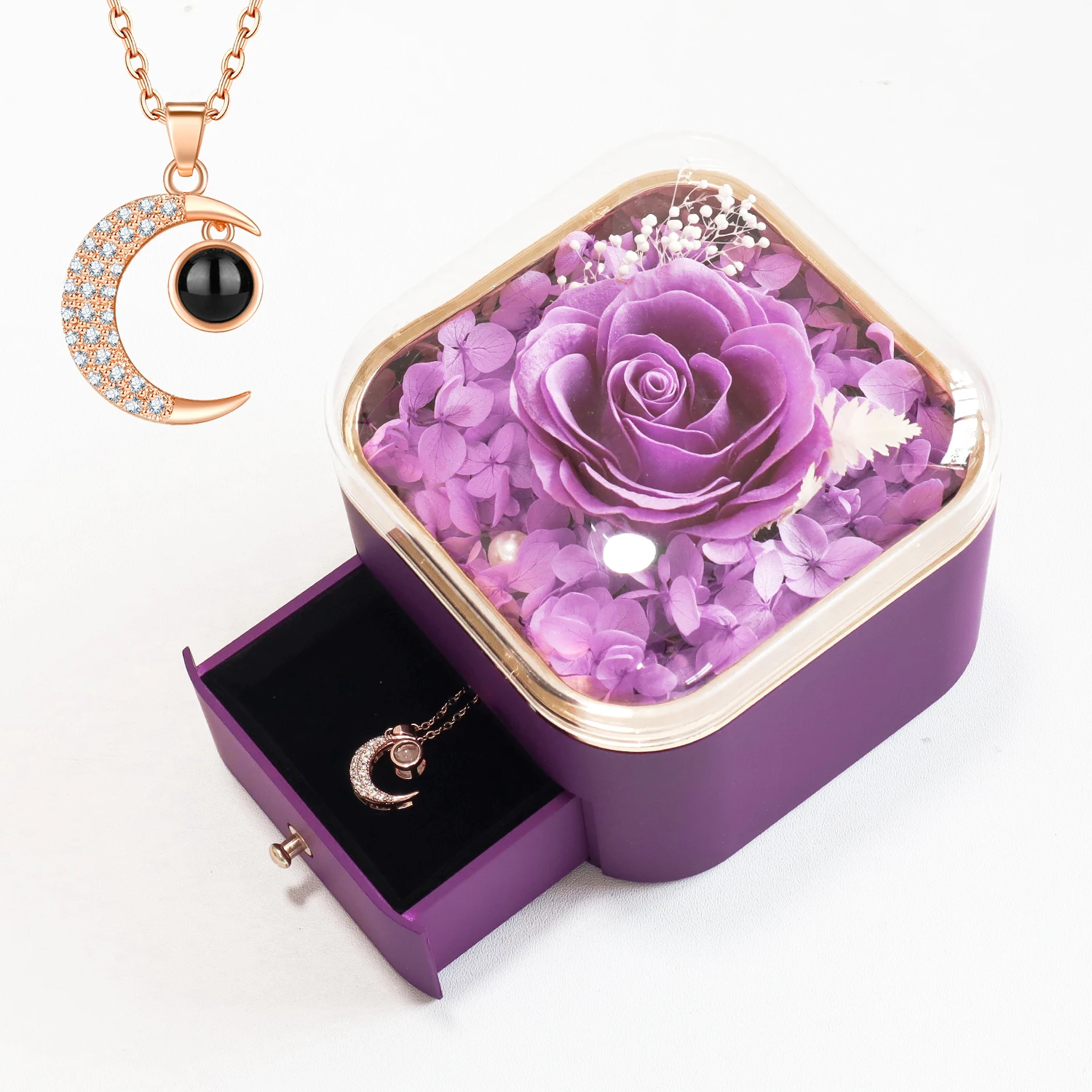 Eternal Life Flower Garden Jewelry Box with Necklace Set Gift Box