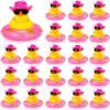 12/24/36PC Cowboy Rubber Duck Bulk Mini Car Yellow Duckies Bath Toys Party Favor with Necklace Sunglasses Duck Car Dashboard 1