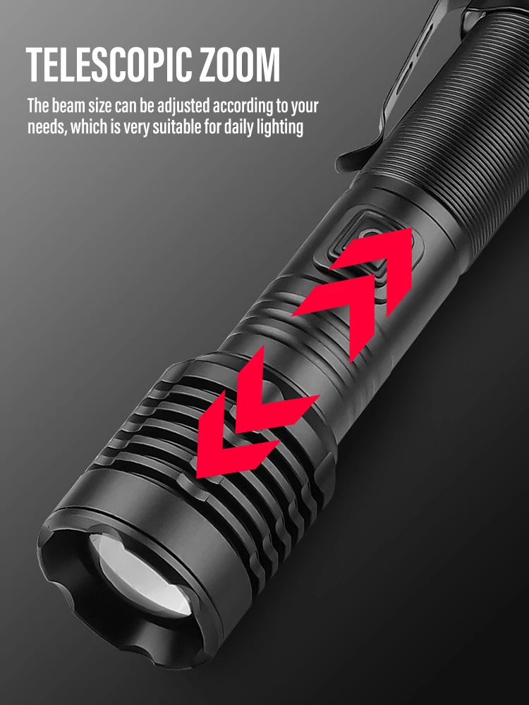 LED High Power Laser Zoom Tactical Flashlight USB Rechargeable Portable  Flash Torch Camping Fishing Strong Light Outdoor Lights - AliExpress