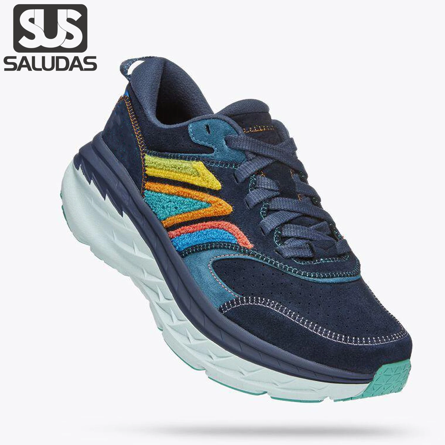 

SALUDAS Bondi L Running Shoes for Women Leather Luxury Casual Sports Shoes Thick-Soled Cushioning Outdoor Jogging Sneakers