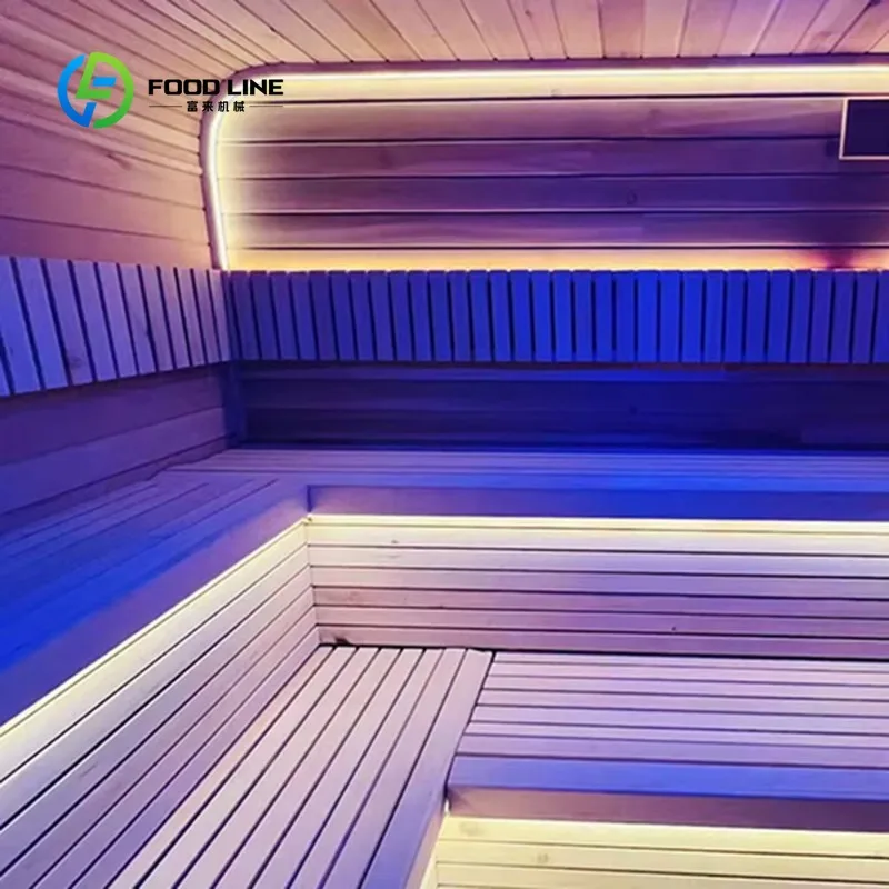 맞춤형 모던 디자인 전통 건식 사우나룸 프리미엄 야외용 4인용 전기 난방 헴록 목재 빌라용