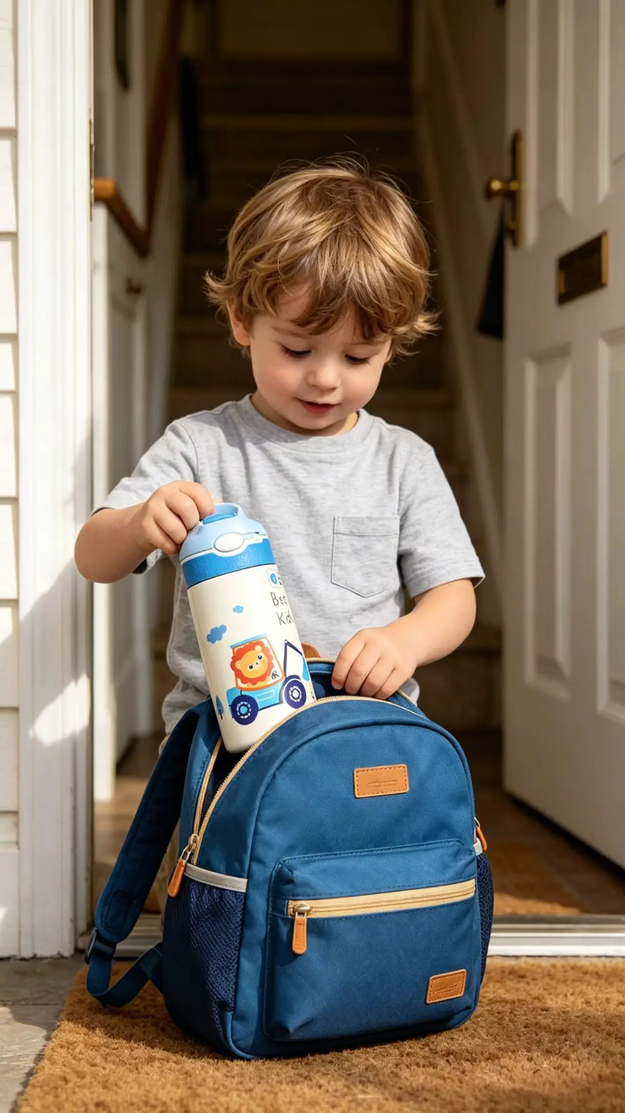 Children's 14oz Insulated Stainless Steel Water Bottle with Straw - BPA-Free