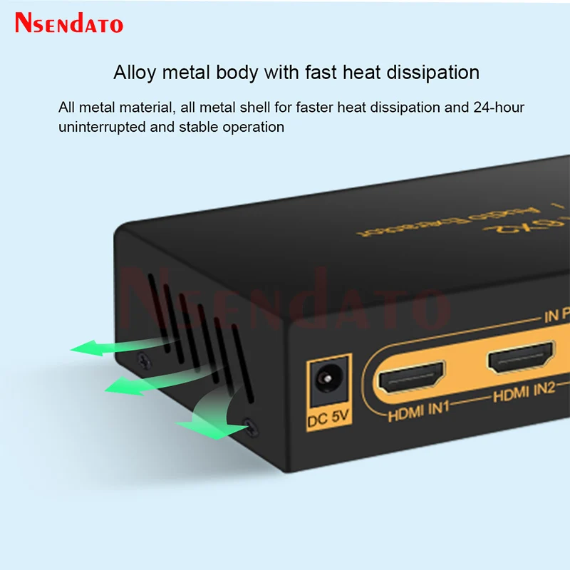 UHD 4K*2K HDMI True Matrix 6x2 4k HDMI Switch Splitter Box Support W/IR ARC SPDIF 3.5mm 3D HDTV 6 In 2 Out HDMI Audio Extractor