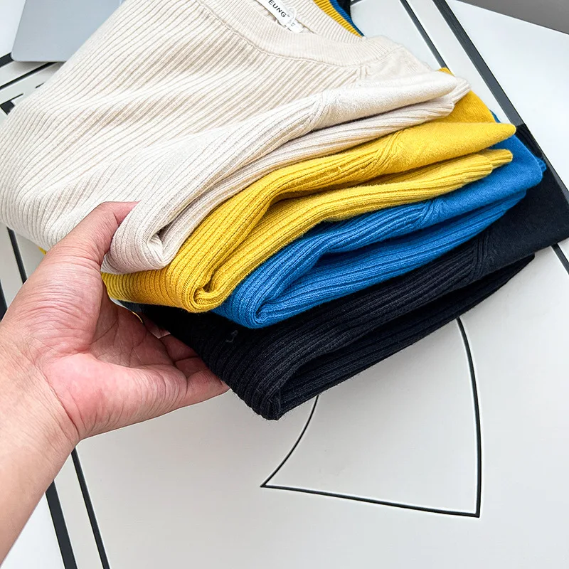 Women's Simple Label Hem Slit Knit Sweater, Casual Clothing, Long Sleeve Jumpers, Knitted Pullovers, Plus Size, Autumn, Winter