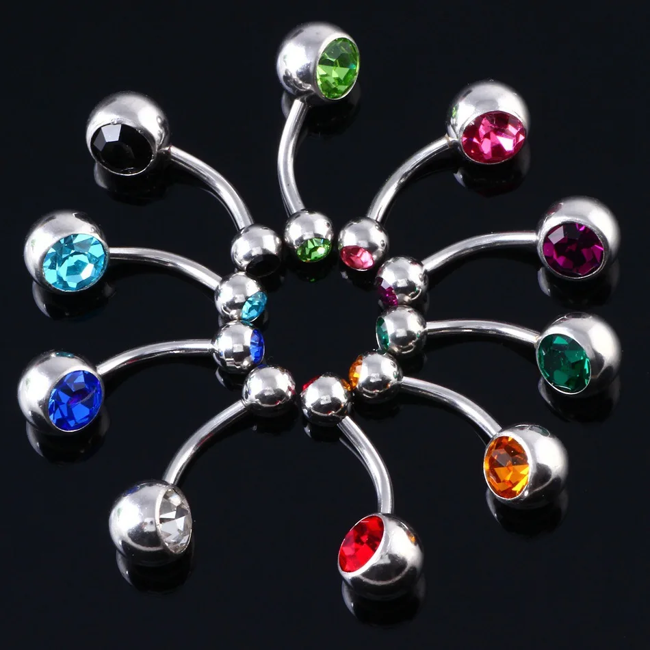 Crystal Zircon Stainless Steel Belly Button Piercing Set - Navel Barbell Collection