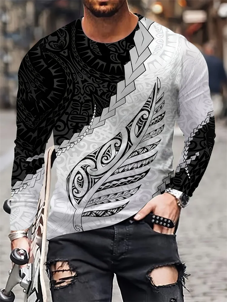 2025 AUTTUMN カットソー 2025 Autumn Fashion Men's Casual Round-neck Long-sleeved T