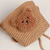 Cute Kids Shoulder Bag Summer Straw Woven Handmade Bags Mini Baby Girls Coin Purse Cartoon Bear Toddler Crossbody Bag 2