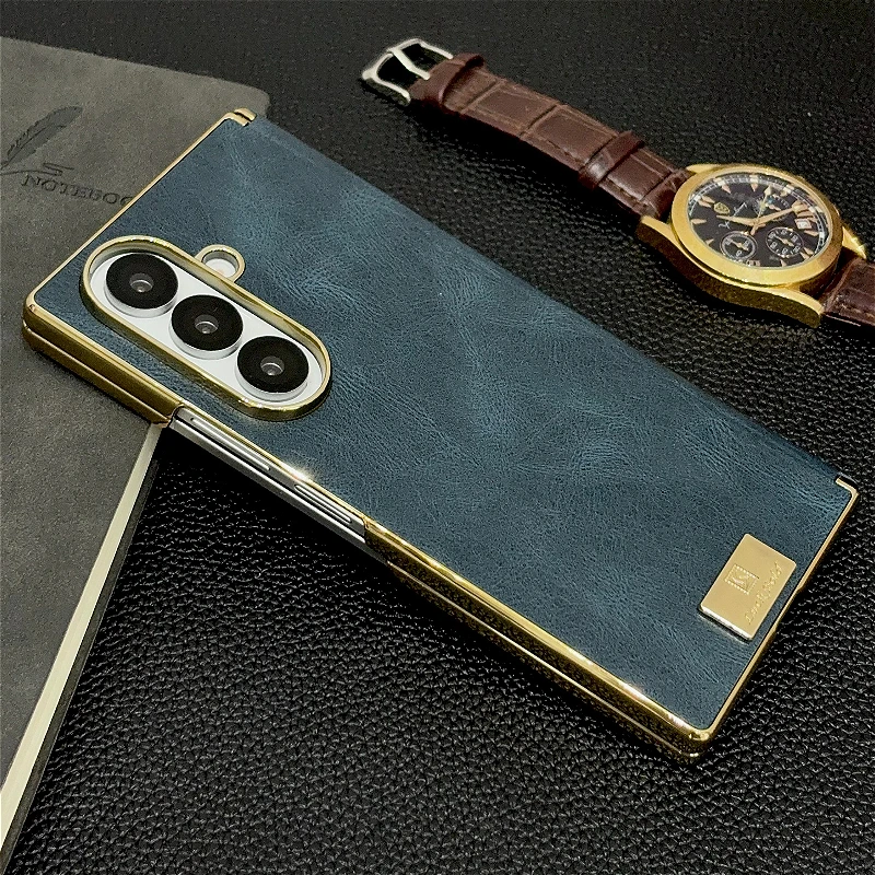 Luxury PU Leather Case with Electroplated Hinge Cover - 2-Piece Set