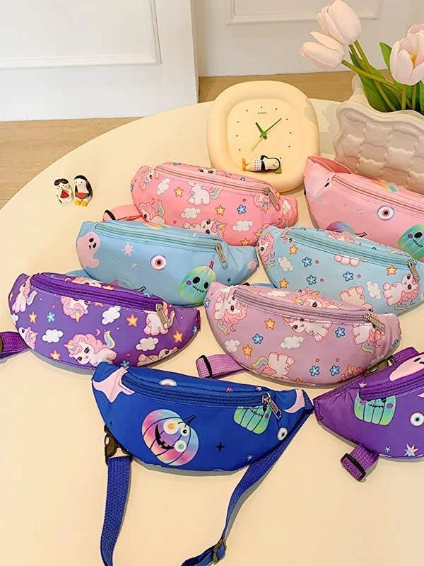 

New Cartoon Pumpkin Unicorn Child Belt Bag Shoulder Crossbody Fanny Pack Boys Girls Children Chest Bag Cute Kids Belt Bag