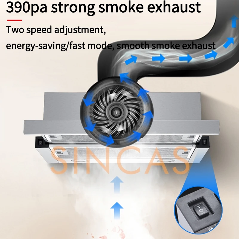 Range Hood For Kitchen Rental RoomTop Suction Kitchen Drainage Kitchen Ventilator Large Suction Exhaust Hood Pull  Easy to Clean 4