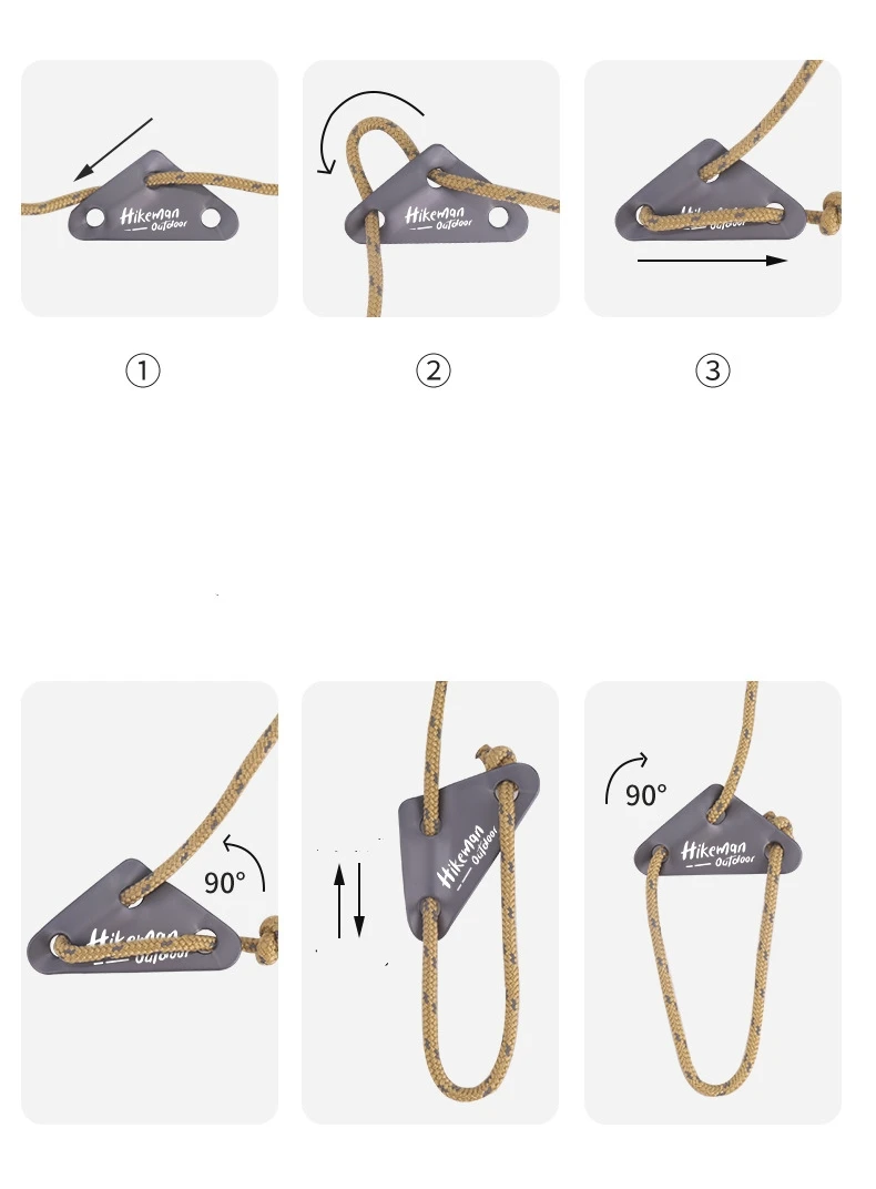 Description Picture 6 of itemOutdoor Wind Rope Buckle Adjustment Buckle Aluminum Alloy Anti-Slip Camping Tent Canopy Accessories Three-Hole Rope Buckle