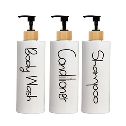 3-Pack Reusable Bathroom Pump Dispenser Set for Soap, Shampoo, and Shower Gel (White)